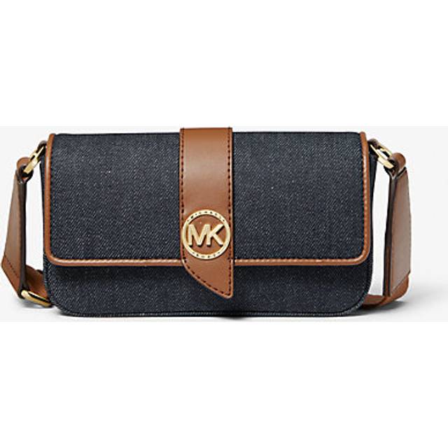 Michael Kors Logo Plaque Small Denim Crossbody Bag - Blue (Size W:18.5cm,H:10.5cm,D:4.5cm.)