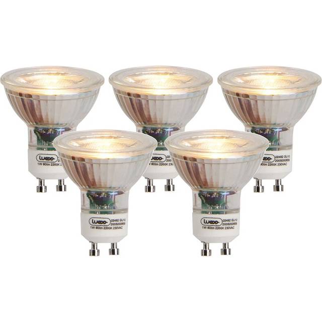 Set med 5 GU10 LED-lampor flamglödtråd 1W 80 lm 2200K