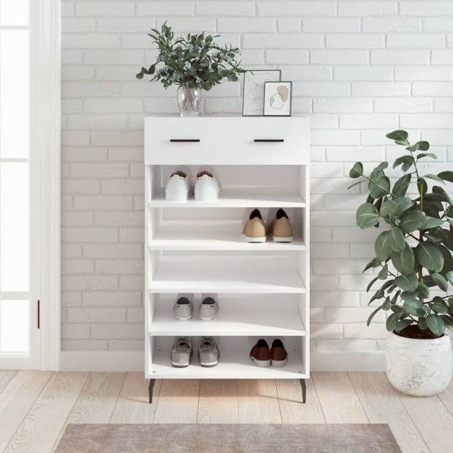 (high gloss white) vidaXL Shoe Cabinet Shoe Cupboard Shoe Storage Rack Sonoma Oak Engineered Wood