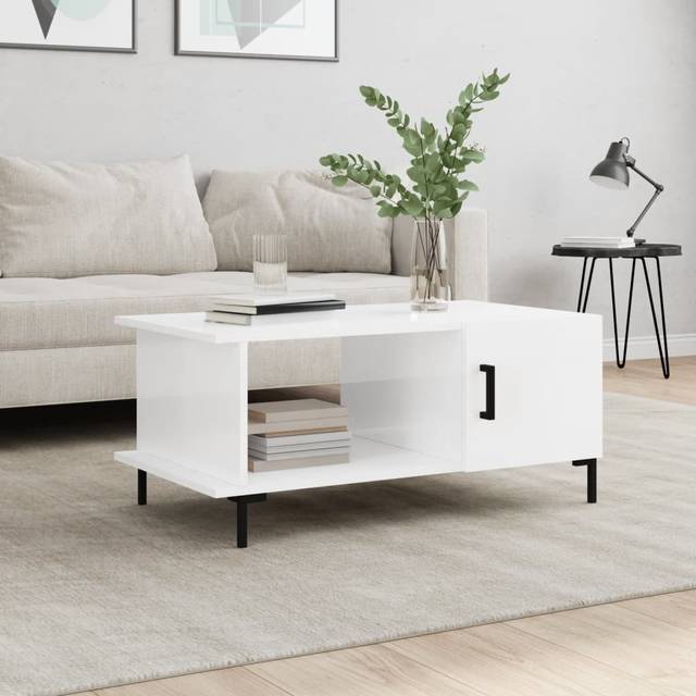vidaXL Coffee Table Side Table Sofa End Table High Gloss White Engineered Wood
