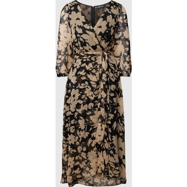 Beige Flowy Flower Printed Dress (S)