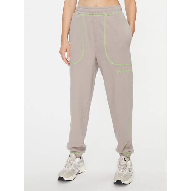 Calvin Klein Contrast Stitch Straight Leg Joggers - Light Grey