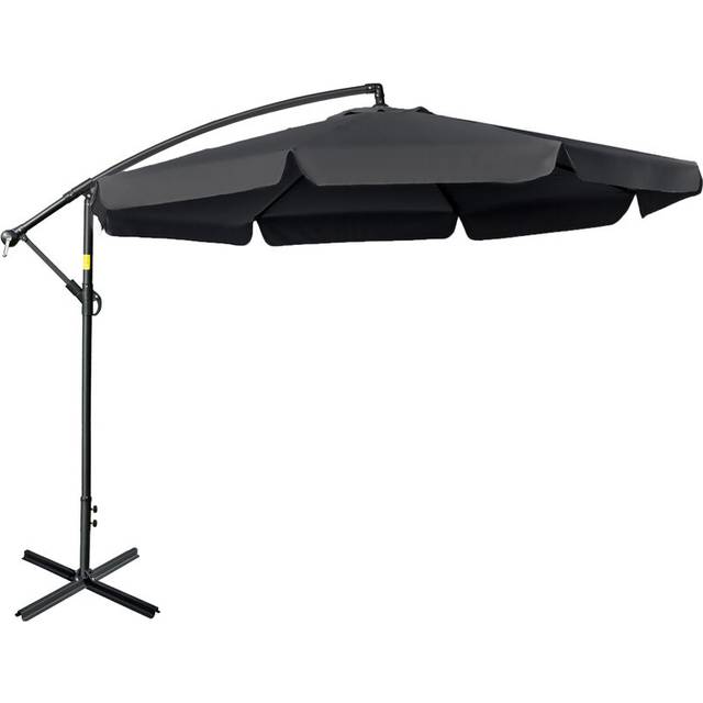 Outsunny 2.7m Garden Cantilever Banana Parasol Sun Shade w/ Crank - Black | TJ Hughes