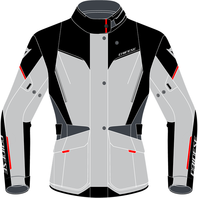 Dainese - Tempest 3 D-Dry Lady, Motorcykelturneringsjacka, Vattentät jacka, avtagbart termiskt foder, skydd på axlar och armbågar, isgrå/svart/lavenröd, 38