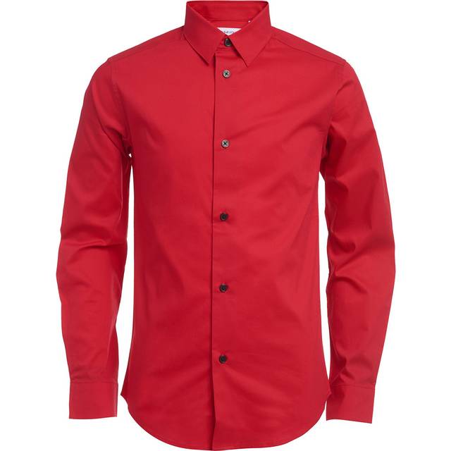 Calvin Klein Boys' Long Sleeve Slim Fit Dress Shirt  Button-down Style