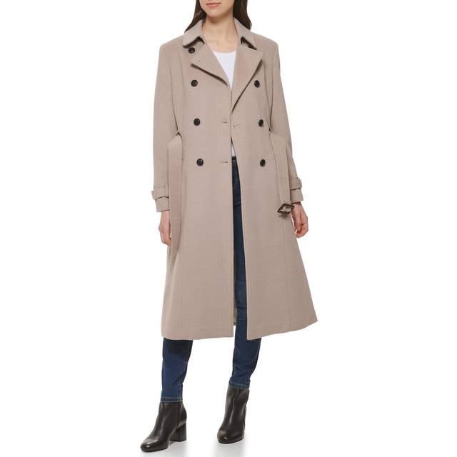 Cole Haan Signature Slick Wool Blend Trench Coat Stone