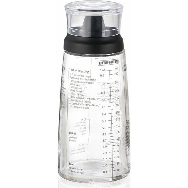Leifheit Salad Dressing Shaker 5 Imprinted Recipes Glass Bottle 300ml