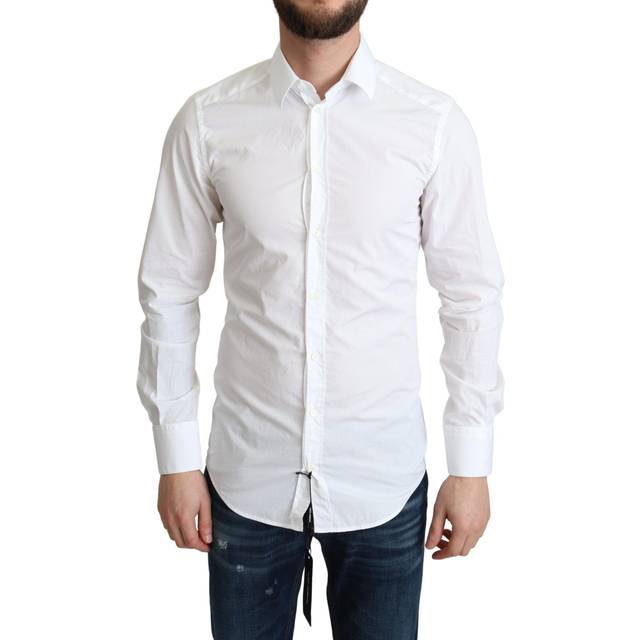 Dolce & Gabbana White Cotton Long Sleeves Men Formal Shirt - IT37 | XS