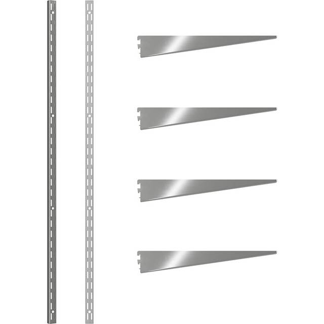 Rothley Twin Slot Shelving Kit In Krome 14 Inch Brackets And 48 Inch Uprights, Silver