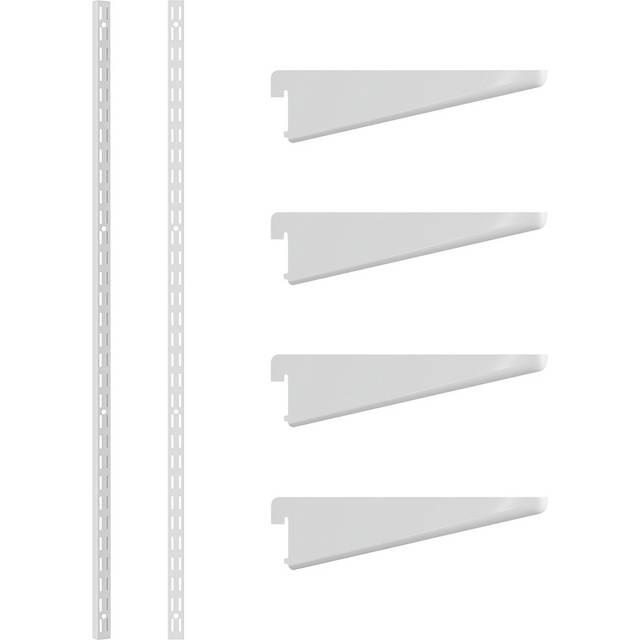 Rothley Twin Slot Shelving Kit In White 4 Inch Brackets And 63 Inch Uprights, White