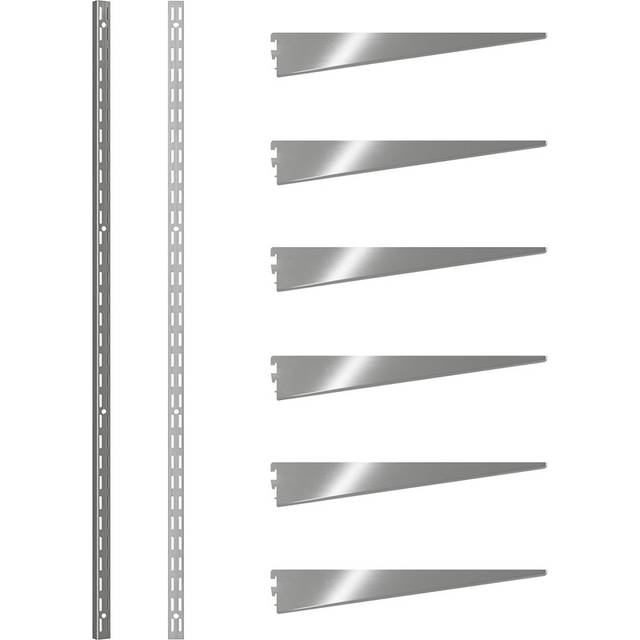 ROTHLEY Twin Slot Shelving Kit In Krome - 14" Brackets x 4 and 78" Uprights x 2