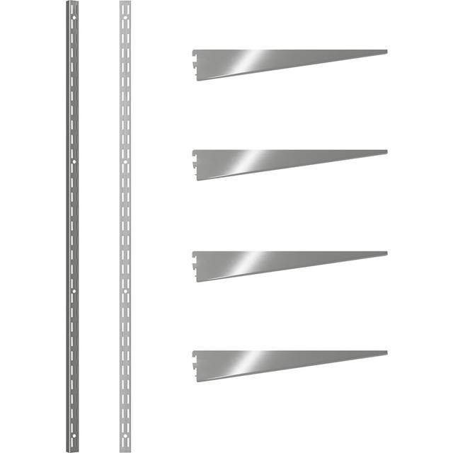 ROTHLEY Twin Slot Shelving Kit In Krome - 18" Brackets x 4 and 48" Uprights x 2
