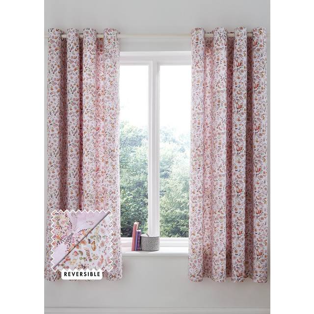 Catherine Lansfield Enchanted Butterfly Fully 66x72 Ready Made Eyelet Curtains Pink