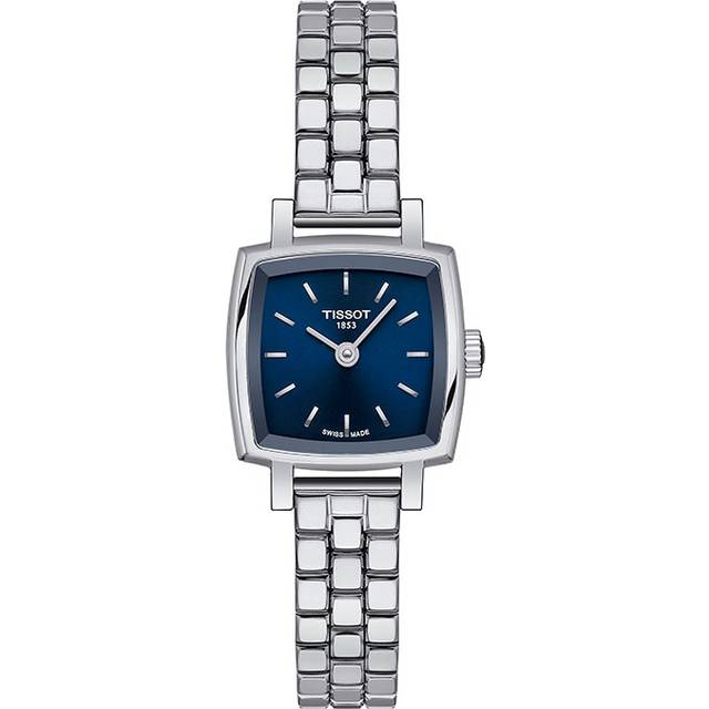 Tissot Lovely Square dameur i stål med lænke og blå skive