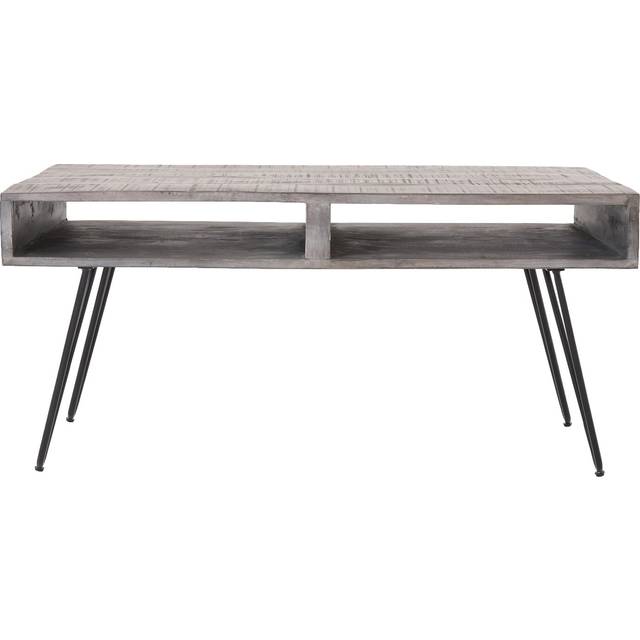 WOMO-DESIGN Moderne sofabord 100cm gråt massivt træ mangotræ med 2 skuffer og