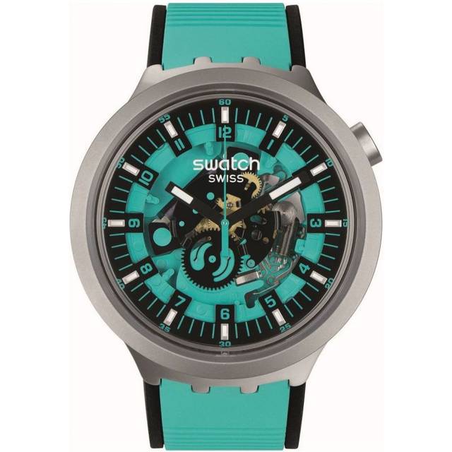 SWATCH Mint Trim SB07S111 Stor klocka med grön öppen urtavla