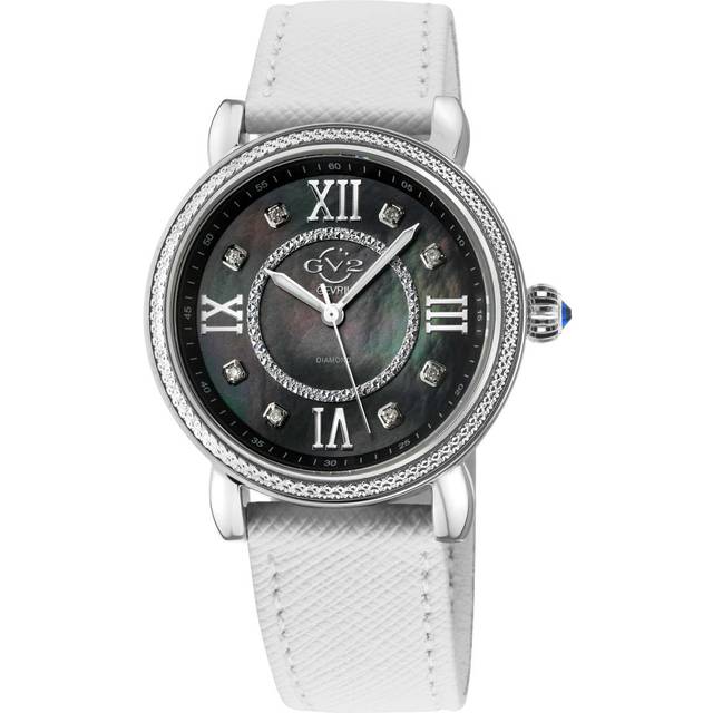 Womens Marsala Diamond , Genuine White Saffiano Vegan Leather Strap Swiss Quartz Watch - One Size
