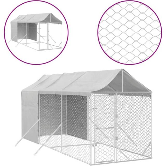 Vidaxl Outdoor Dog Kennel With Roof Silver 2x6x2.5 M Galvanised Steel