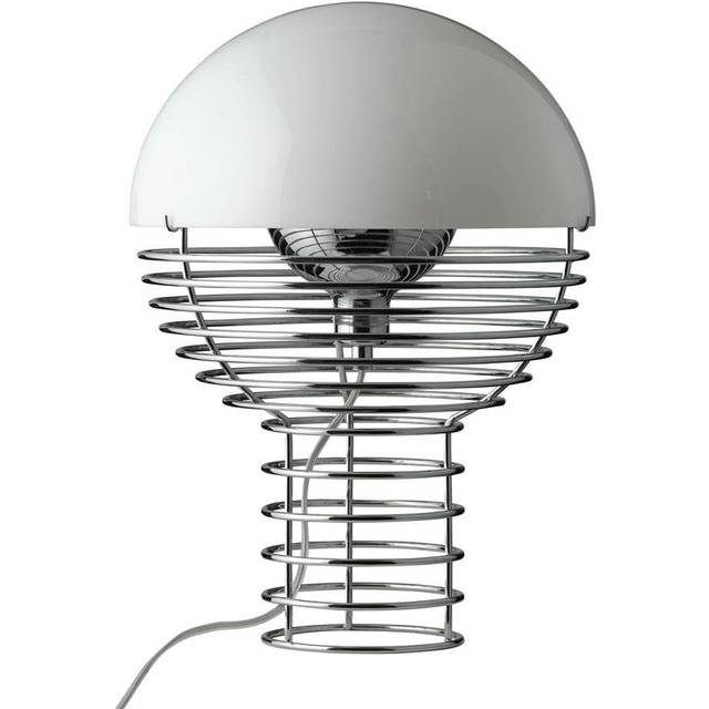 Verpan - Wire Table Lamp - Bordslampa - Krom/Hvid - Ø: 30 x H: 42 cm