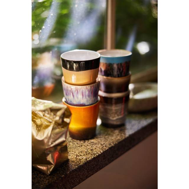HKLiving - 70s Coffee Mugs (Set of 6) - Kopp - Stellar - 7,5 x 7,5 x 8 cm