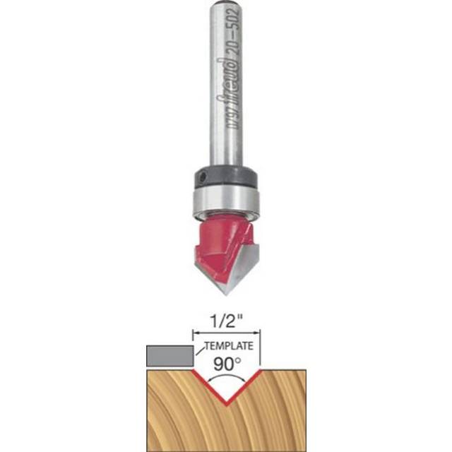 "Freud 20-502: 1/2"""""""" (Dia.) 90 V Grooving Bit with 1/4"""""""" shank  2-1/4"""""""" overall length"