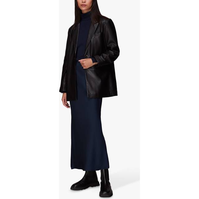 Whistles Womens Vy Bias-cut Satin Recycled-polyester Midi Skirt 14 - NAVY