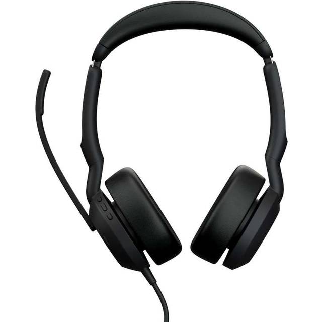 Jabra Evolve2 50 trådbundet stereoheadset med Jabra AirComfort-teknik, brusreducerande mikrofoner och aktiv brusreducering – MS Teams-certifierad, fungerar med alla andra plattformar – svart
