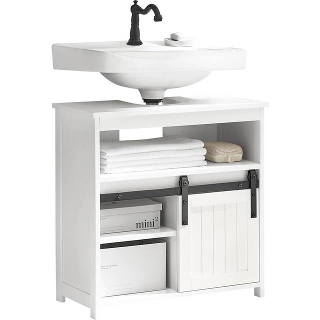 Under Sink Cabinet Bathroom Vanity Unit Bathroom Storage Cabinet with Sliding Door,BZR61-W - Sobuy