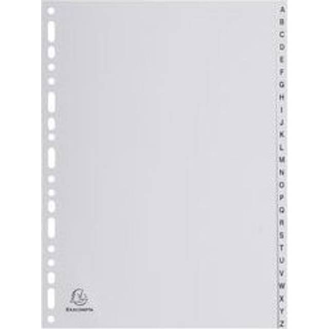 Exacompta Indices Dividers 1-26 Part A4 Polpropeleyne Grey Pack of 10, White