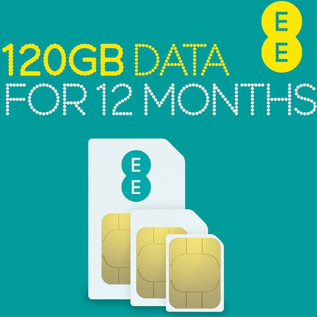 EE PAYG SIM card preloaded with 120GB of Data