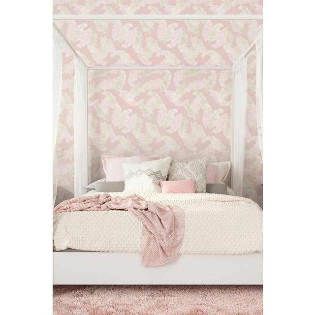 Hoopla Feathers Pale Pink Matt Wallpaper - 10m - PALE PINK