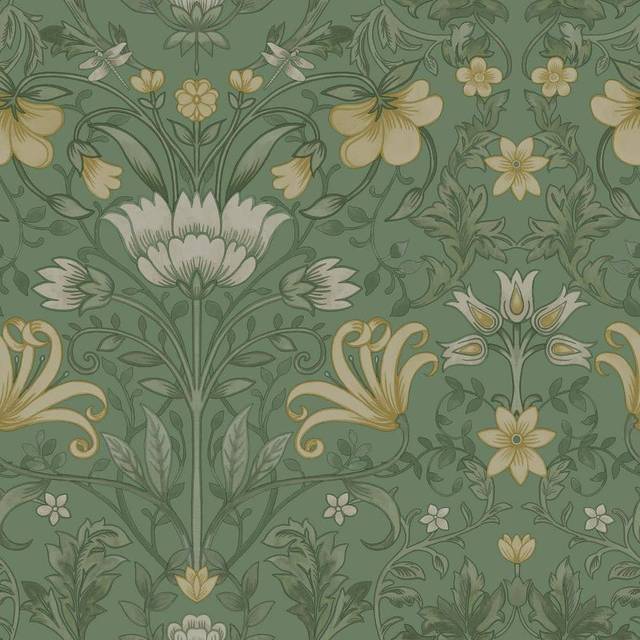 Holden Vintage Floral Green Wallpaper - Holden Décor - 0.1 x 53 x 1000cm