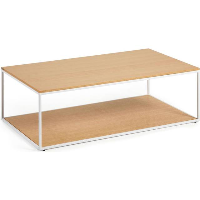 Yoana coffee table with oak veneer table top and base, white metal structure, 110 x 60 cm - Multicolor