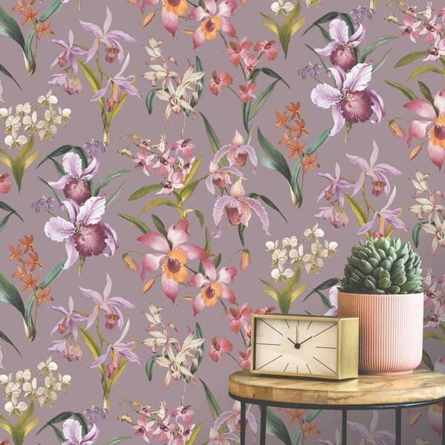 Rasch Maya Floral Wallpaper &Ndash; Heather