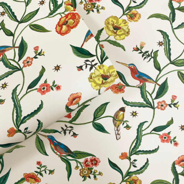 Cath Kidston Summer Birds Cream Wallpaper 10m x 53cm, Cream