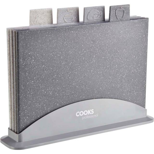 Cooks Professional Set of 4 Plastic Cutting Boards - Granite, Grey