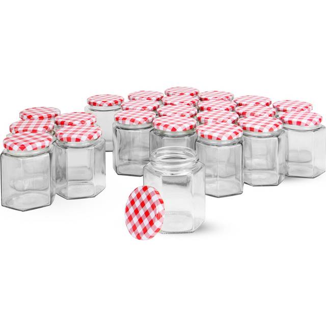 Hexagonal Mouth Glass Jam Jars - Set of 24 | M&W