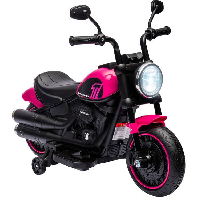 HOMCOM 6V Electric Motorbike with Training Wheels - One-Button Start - White | TJ Hughes