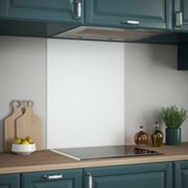 Ice White Glass Kitchen Splashback 600mm X 750mm, White