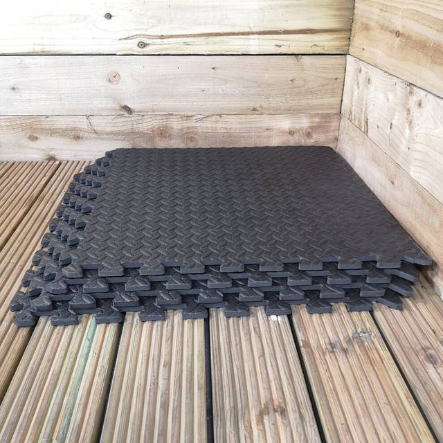 Samuel Alexander 8pc Eva Foam Floor Protective Floor Tiles 60x60cm Covers 2.88 Sqm (31 Sq Ft), Black