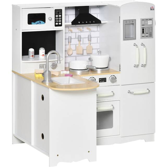 HOMCOM Kids Kitchen Playset - Toy Kitchen w/ Full Accessories - White | TJ Hughes Green