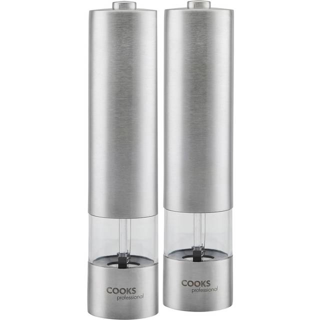 Cooks Professional Electric Automatic Salt & Pepper Mill Set Stainless Steel, Silver