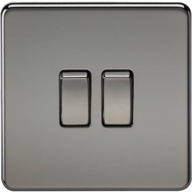 Knightsbridge Screwless 10AX 2G 2-Way Switch - Black Nickel - SF3000BN