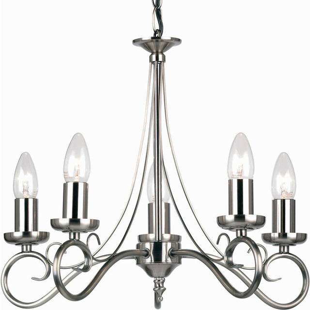 Hanging Flush Ceiling Pendant 5 Light ANTIQUE SILVER Chandelier Lamp Bulb Holder