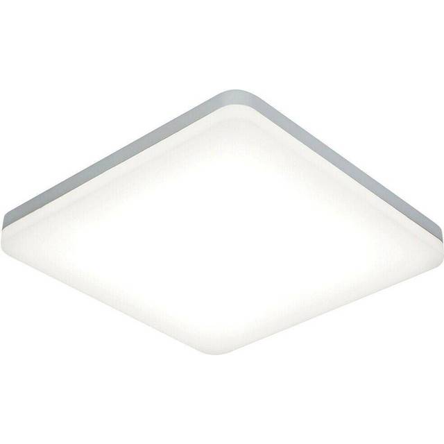 Slim Square LED Flush Ceiling Light 22W Cool White IP44 Sliver Bathroom Lamp