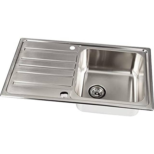 Sauber Inset Single Bowl Stainless Steel Kitchen Sink with Drainer - Square