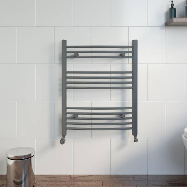 DuraTherm Curved Heated Towel Radiator Anthracite - 750 x 600mm