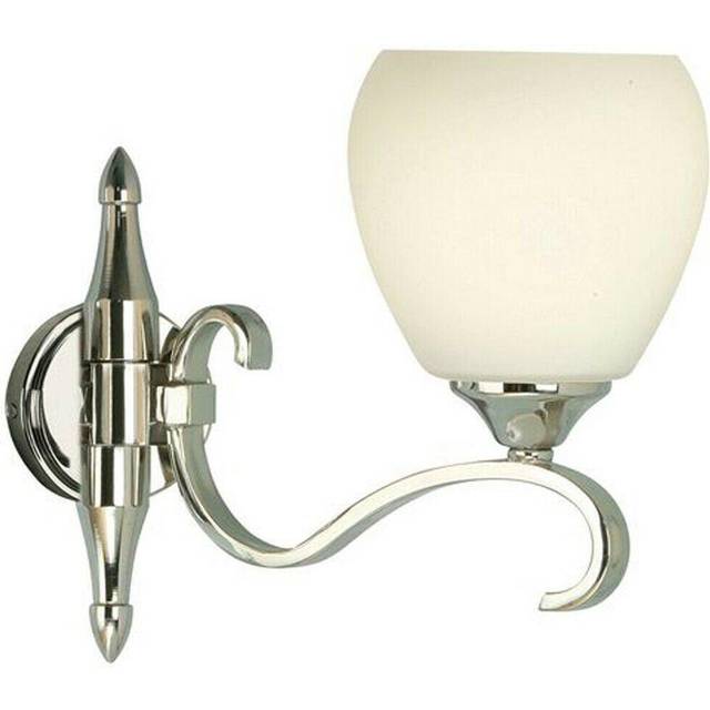 Luxury Traditional Single Arm Wall Light Bright Nickel Opal Glass Shade Dimmable