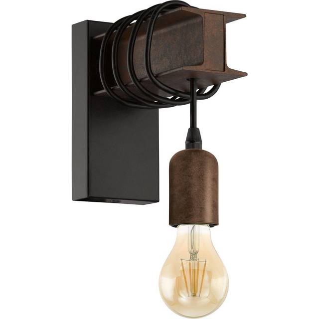 LED Wall Light / Sconce Industrial Rust Effect Hangman 1 x 60W E27 Bulb