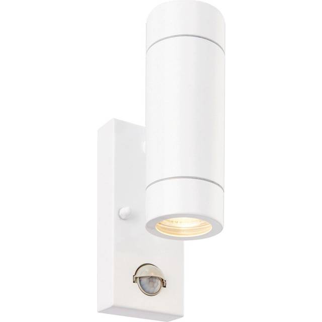 Twin Up & Down Wall Light - PIR Sensor - 2 x 7W GU10 LED - Gloss White